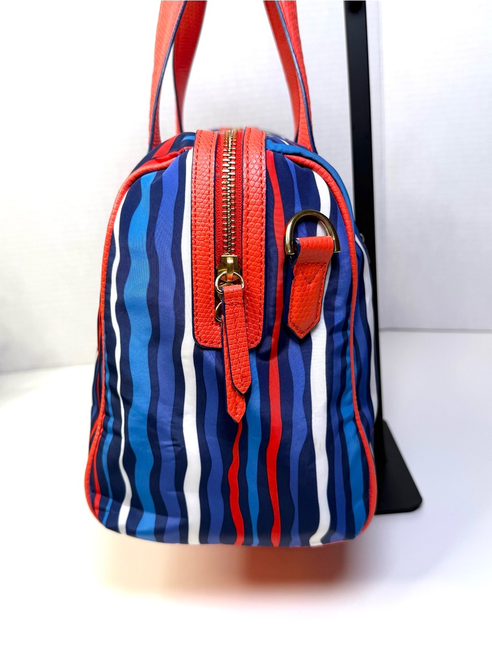 Vera Bradley Cobalt Stripe Preppy Poly Marlo Nylon Satchel Bag Crossbody Bag - Picture 9 of 16